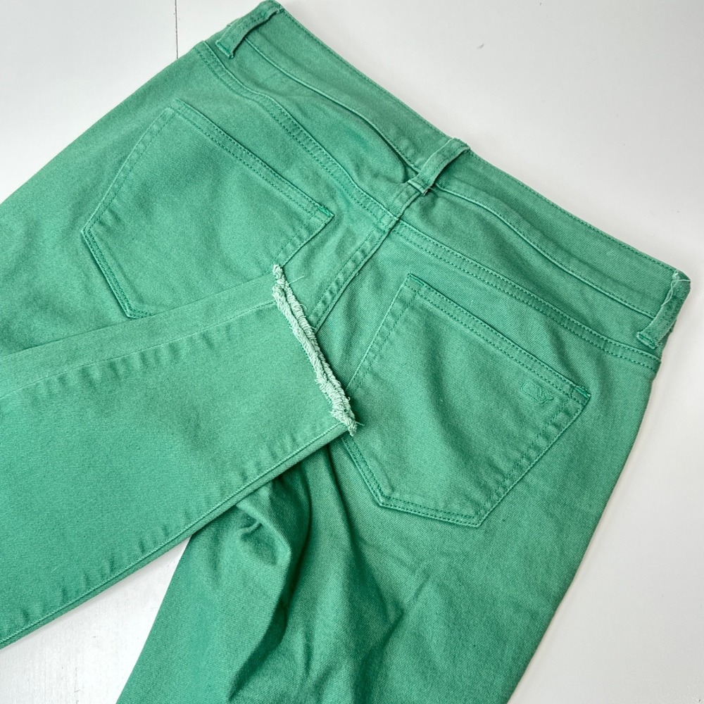 Vineyard Vines Womens Skinny Jeans Green Raw Hem Stretch Pants Size 2